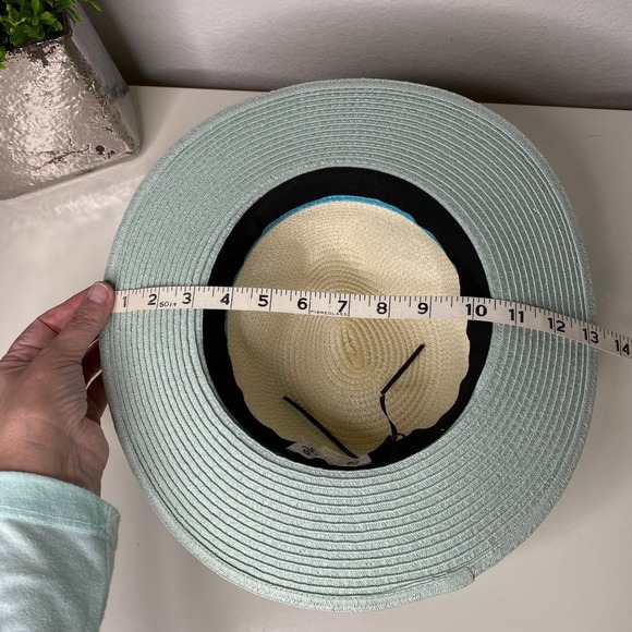 Genie by Eugenia Kim Billie Straw Fedora Sun‎ Hat Mint Green Cream Blue Coastal main image 9